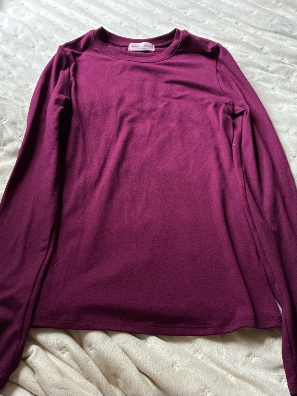 Magaschoni Long Sleeve Crewneck Top in Berry